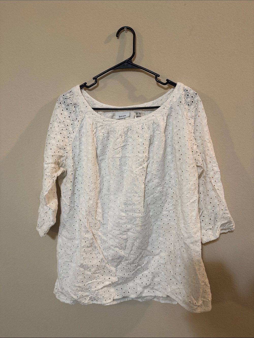 liz & co. White Eyelet Peasant Tunic